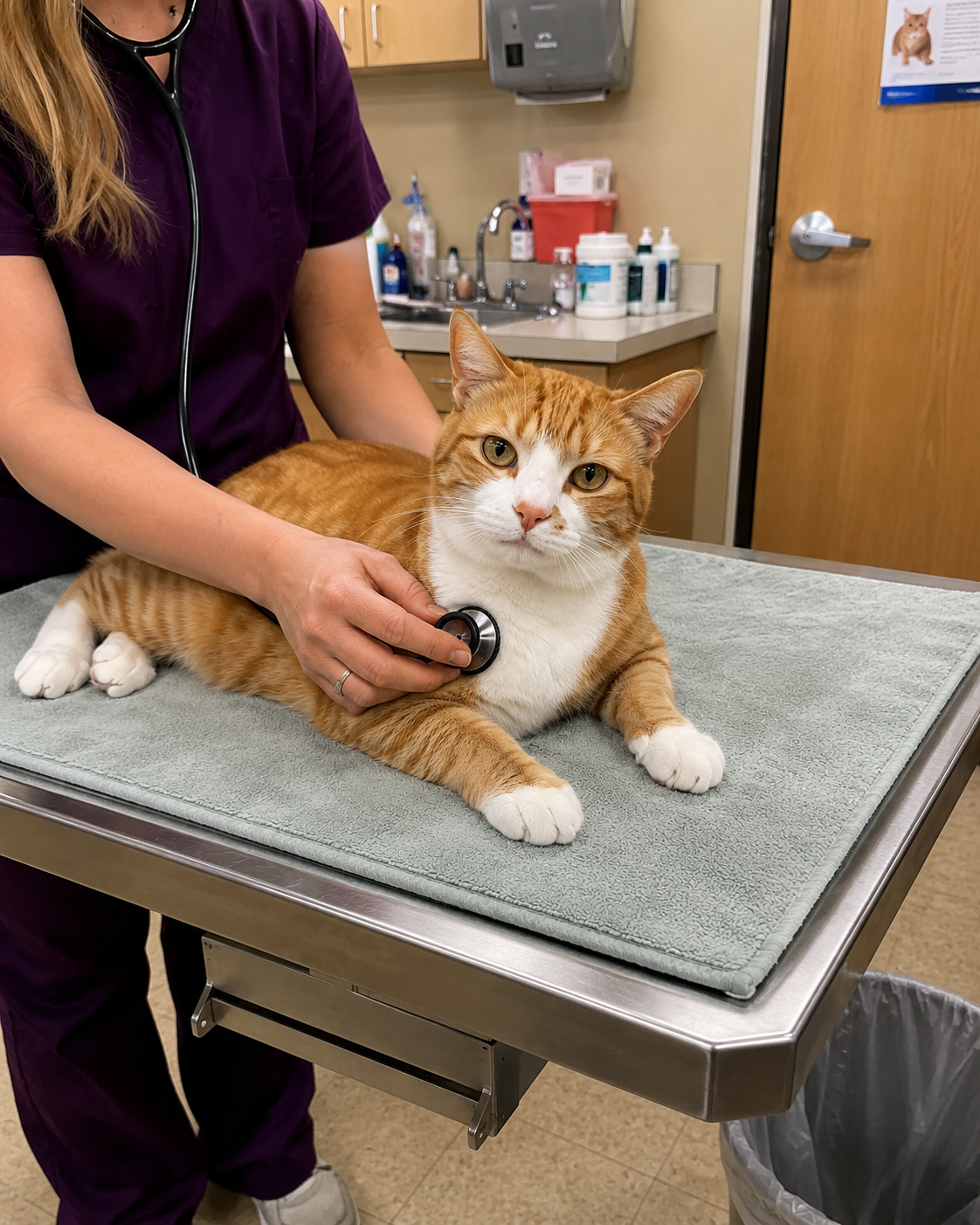 Worried owner with cat at home